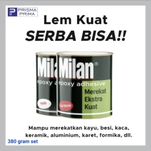 Lem Epoxy MILAN Adhesive 2 Komponen 380 gram Set Kaleng Kecil