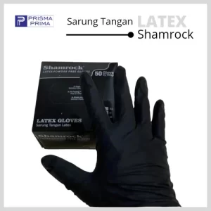 Sarung Tangan Shamrock Latex Hand Gloves Powder Free Hitam Black