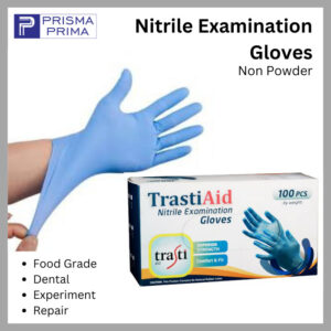 Sarung Tangan Nitrile Gloves Latex Non Powder Blue Biru Food Grade